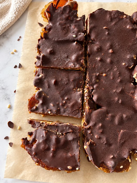 Frozen Snickers Date Bark